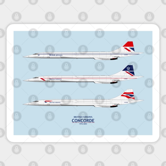 British Airways Concordes 1976 To 2003 Sticker by SteveHClark